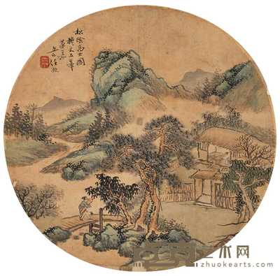 任预 松荫高士图 团扇片 